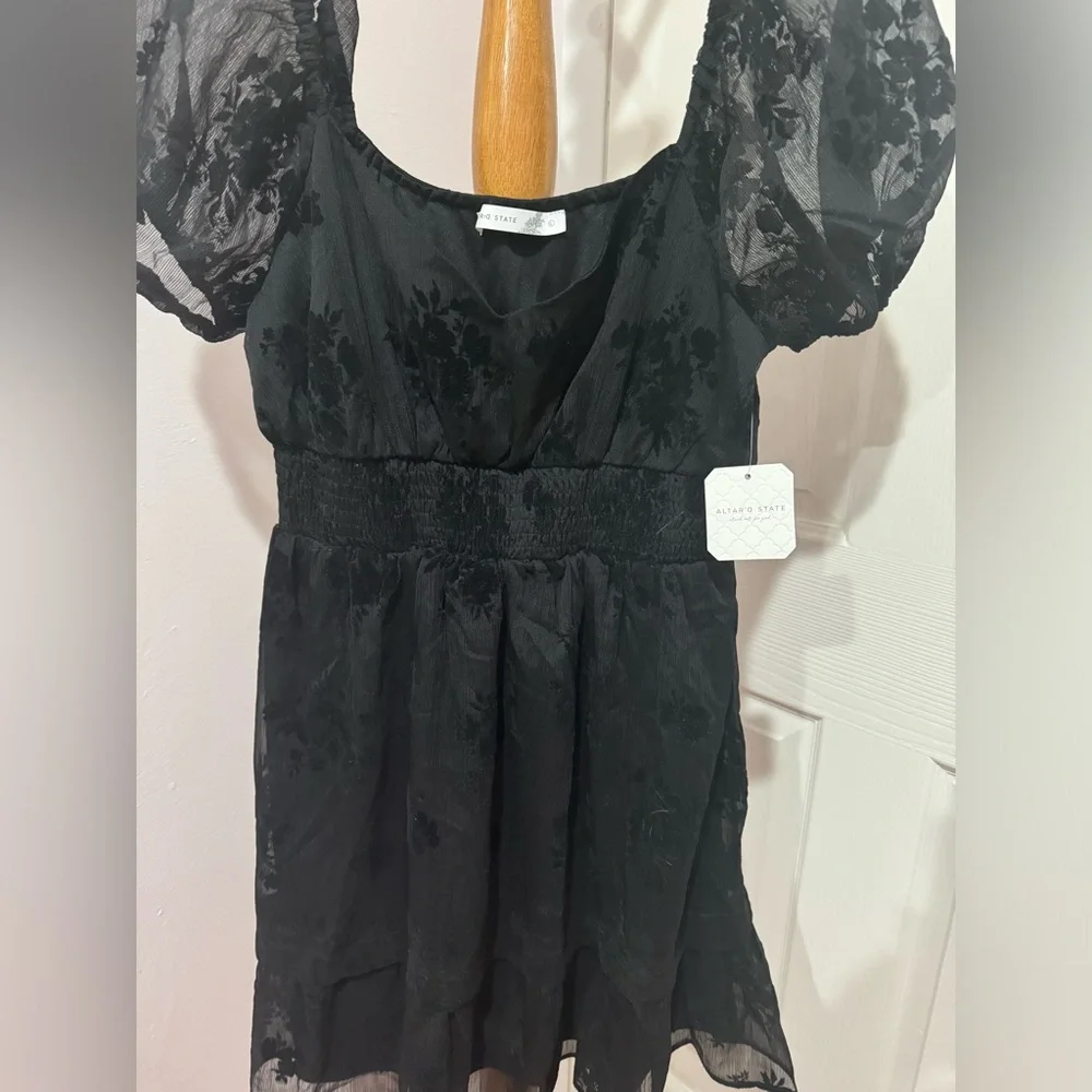 NWT Altar’d State Black Floral Mini Dress - Picture 6 of 9